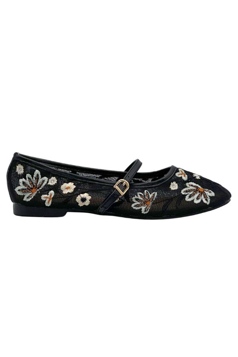 Noelle Floral Ballerina | Sort | Ballerina fra Lazy Bear
