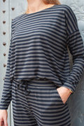 Alma Ls Top | Dark Grey Black Stripe