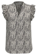 Carolacc Frill Top | Offwhite Black