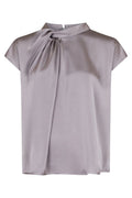 Fleur Drapy Satin Blouse | Grey