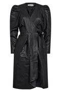 Phoebe Leather Wrap Dress | Black