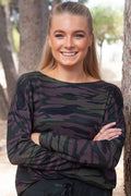 Alma Ls Top (Fleece) | Dusty Camo Dark Brown