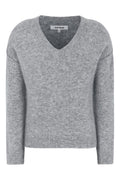 Srallison V-Neck Knit | Medium Grey Melange