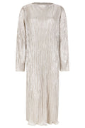 Srnevaeh Boat-Neck Midi Dress | Silver Pliss