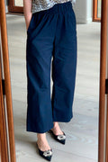 Yana Poplin Pants | Navy