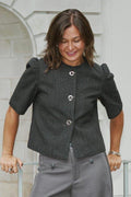 Xanthe Herringbone Blazer | Dark Grey