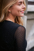 Basira Stone Mesh Blouse | Black