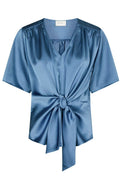 Casadia Heavy Sateen Blouse | Smoke Blue