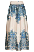 Lenni Paisley Border Skirt | Ash Blue