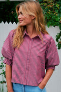 Etta Soft Stripe Stone Shirt | Dark Rose