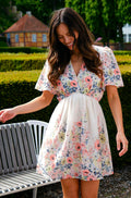 Shena Flower Print Dress | Creme