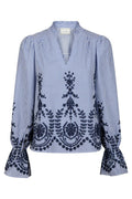Amara Stripe Emb Blouse 163363 | Blue
