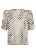 Dilan Dot Ss Blouse 35868 | Powder