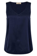 Astrid V-Neck Silk Tank Top |  Maritime Blue