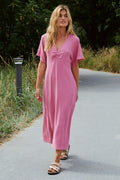 Mireille Crepe Solid Dress | Evening Rose