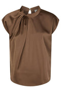 Fleur Drapy Satin Blouse | Dusty Brown