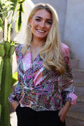 Tiki Ls Twist Blouse | Pink Scarf