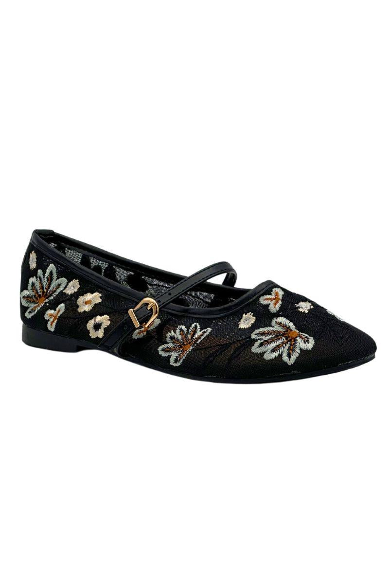 Noelle Floral Ballerina | Sort | Ballerina fra Lazy Bear