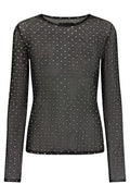 Mesh Ls Sparkle Tshirt | Black Silver Heart