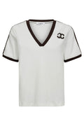Edge Stripe V-Tee 33161 | Offwhite Mocca