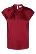 Fleur Drapy Satin Blouse | Wine