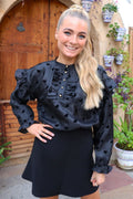 Tia Ls Frill Blouse | Black Heart