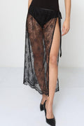 Lace Tie Skirt | Black