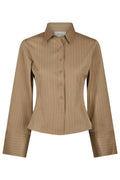 Rosa Pinstripe Shirt | Dark Sand