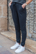 Alma Pants | Dark Grey Black Stripe