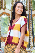Chess Knit Vest | Plum Mix