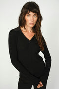 Relena Rib Polo Knit |  Black