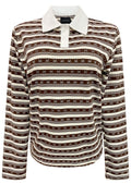 Polo Ls Bow Shirt | Brown Creme Bow Stripe
