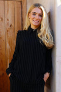 Neo Ls Shirt | Black Pinstripe