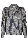 Ronesizeslyn Paisley Drop Blouse | Navy