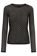 Mesh Ls Sparkle Tshirt | Black Gold Heart