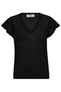 Ganna Pattern V-Neck Knit  |  Black