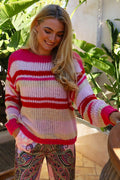 Frodine Stripe Pullover | Pink Red Rose Stripe