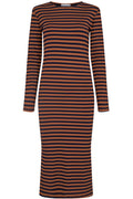 Natalia Ls Dress | Brown Navy Stripe