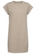 Ulla Stripe Tshirt Dress | Light Brown White Stripe