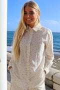 Sara Ls Shirt | Creme Pink Flower