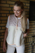 Teddy Leo Vest | Creme Pale Lux Leo Neon Orange