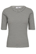 Saracc Stripe Rib Tee | White black