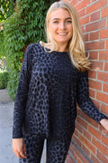 Alma Ls Top (Fleece) | Dark Grey Leo