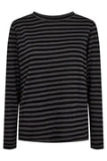 Ulla Ls Stripe T-Shirt | Dark Grey Black Stripe