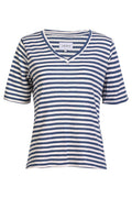 Ulla Ss Vneck Stripe Tshirt | Denim Blue White Stripe