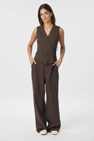 Samara Melange Waistcoat | Brown Melange | Vest fra Neo Noir