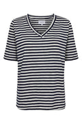 Ulla Ss Vneck Stripe Tshirt | Navy White Stripe