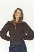 Shina Pintuck Blouse 35921 | Dark Brown