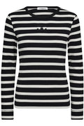 Granny Rib Emb Ls Blouse 43007 | Offwhite Black