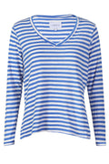 Ulla Ls Vneck Stripe Tshirt | Cobolt White Stripe